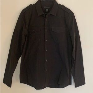 INC black/gray striped detailed shirt size L.